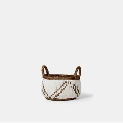 Objets de décoration - Panier artisanal Putih en fibre de bananes et macramé (Petit) - DESIGN TRIP