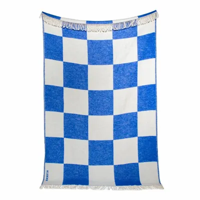 Plaids - Plaid en laine à carreaux bleus - KLEKKS NO. 2 - KLEKKS