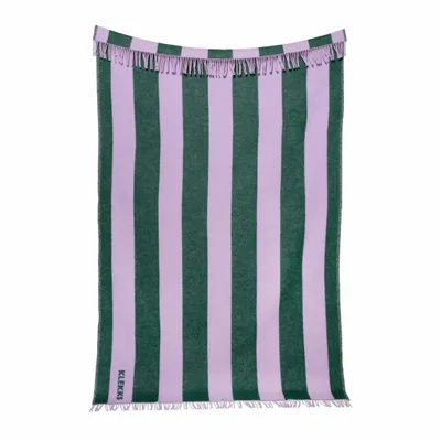 Plaids - Plaid en laine à rayures lilas et vert forêt - KLEKKS NO. 6 - KLEKKS