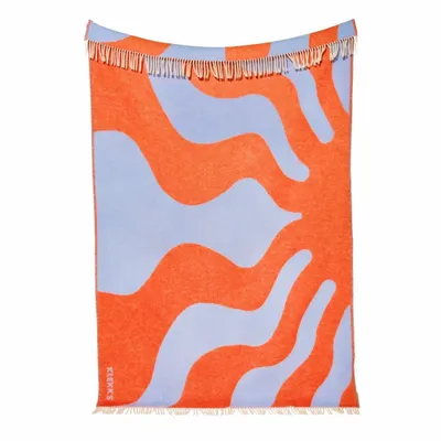 Plaids - Plaid en laine bleu ciel et orange - KLEKKS NO. 13 - KLEKKS