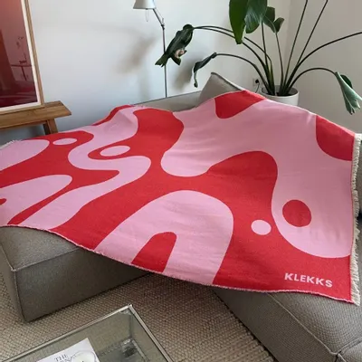 Plaids - Plaid en coton rose et rouge - KLEKKS NO. 8 - KLEKKS