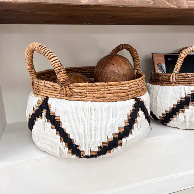 Decorative objects - Campur basket, natural banana fiber and macrame (large) - DESIGN TRIP