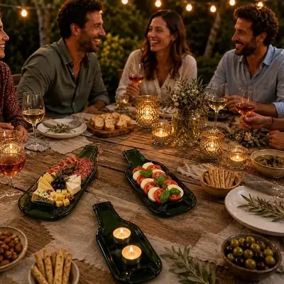 Plats et saladiers - Planche en bouteille de vin upcyclée - SOSTRAW & SMARTTHINGS