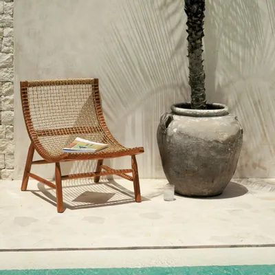 Fauteuils - Fauteuil Malas  en bois de teck naturel et corde - DESIGN TRIP