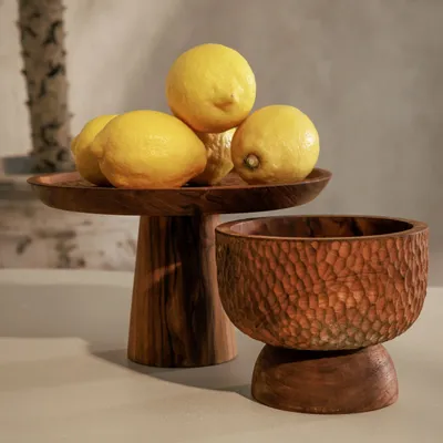 Platter and bowls - Gata solid teak cake stand - DESIGN TRIP