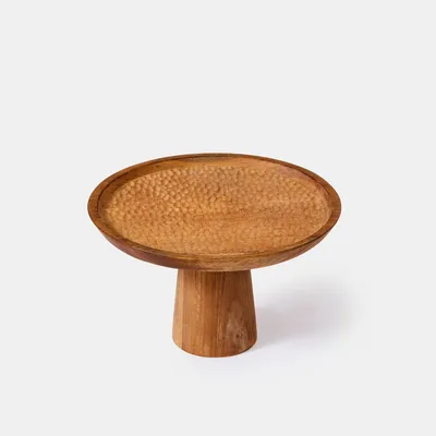 Platter and bowls - Gata solid teak cake stand - DESIGN TRIP