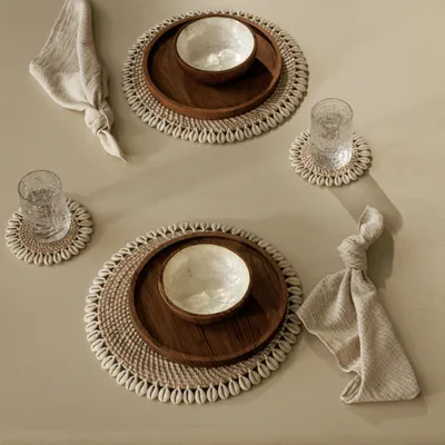 Bowls - Teak and mother-of-pearl bowl - DESIGN TRIP
