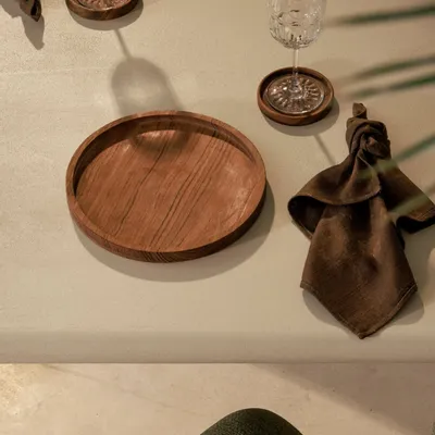 Table mat - Teak wood bottle coaster - 10 cm - DESIGN TRIP
