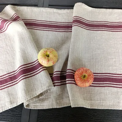 Linge de table textile - 100% Linen Table Runner – Rustic Grain Sack Stripe Farmhouse style - NORRAVILLA