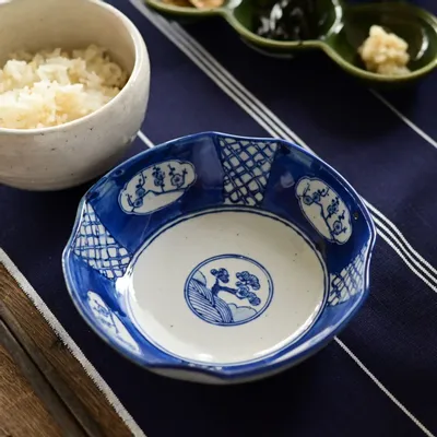 Platter and bowls - Shochikubai - MARUMITSU POTERIE