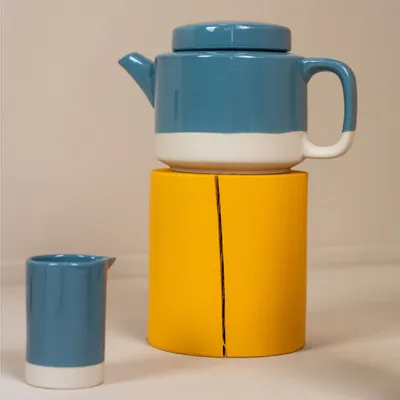Tasses et mugs - Théière CYL happy blue et abricot - KINTA