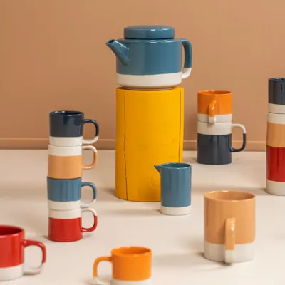 Tasses et mugs - Théière CYL happy blue et abricot - KINTA
