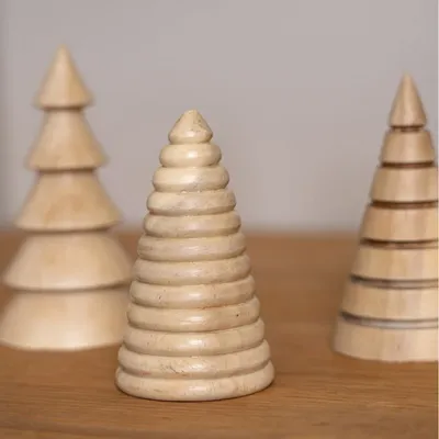 Autres décorations de Noël - Sapins de Noël en bois d'acacia avec anneaux - KINTA