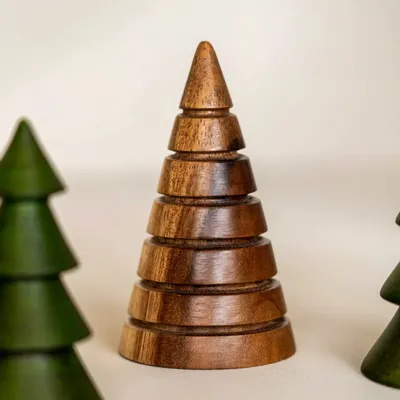 Autres décorations de Noël - Sapins de Noël en bois d'acacia fraisé - KINTA