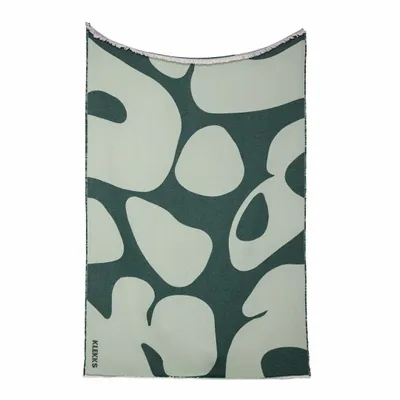 Throw blankets - Cotton Throw Blanket in Green & White – KLEKKS NO. 14 - KLEKKS
