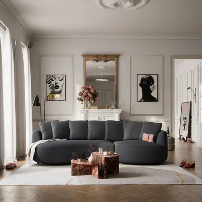 Sofas for hospitalities & contracts - 4-Seater Right Corner Sofa BELLEVILLE - Grey - CITY SOFA