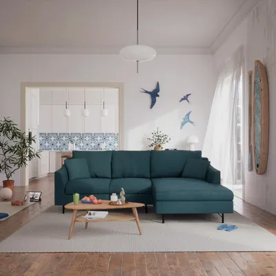 Sofas for hospitalities & contracts - 4-Seater Right Corner Sofa ALFAMA - Deep Blue - CITY SOFA