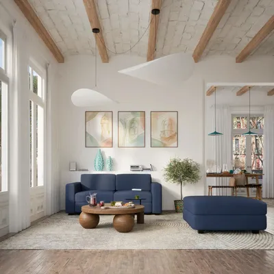 Sofas for hospitalities & contracts - 2-Seater Modular Sofa GRACIA - Dark Blue - CITY SOFA