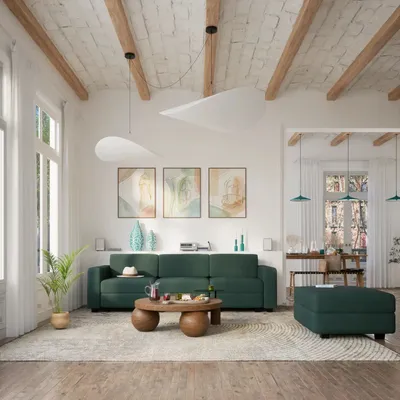 Sofas for hospitalities & contracts - 3-Seater Modular Sofa GRACIA - Green - CITY SOFA
