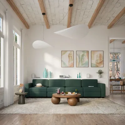 Sofas for hospitalities & contracts - 4-Seater Modular Sofa GRACIA - Green - CITY SOFA