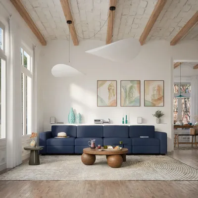 Sofas for hospitalities & contracts - 4-Seater Modular Sofa GRACIA - Dark Blue - CITY SOFA