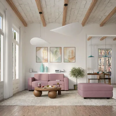 Sofas for hospitalities & contracts - Modular Sofa GRACIA - Large Pouf Module - Dusty Pink - CITY SOFA