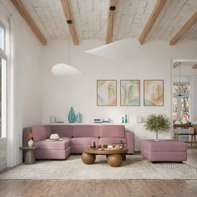 Sofas for hospitalities & contracts - Modular Sofa GRACIA - Pouf Module - Dusty Pink - CITY SOFA