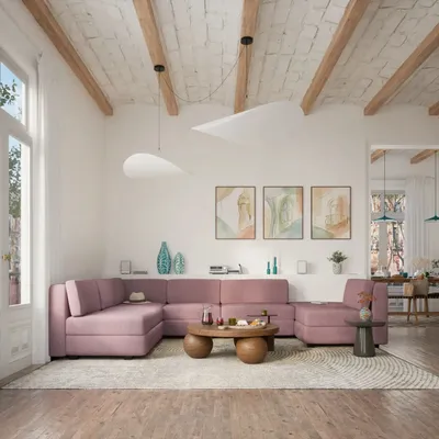 Sofas for hospitalities & contracts - Modular Sofa GRACIA - U-shaped 160 x 340 x 230 cm - Dusty Pink - CITY SOFA