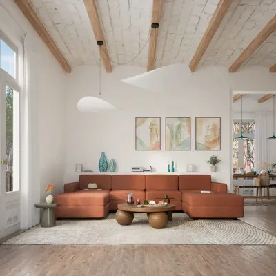 Sofas for hospitalities & contracts - Modular Sofa GRACIA - U-shaped 180 x 320 x 180 cm - Terracotta - CITY SOFA