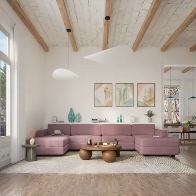 Sofas for hospitalities & contracts - Modular Sofa GRACIA - U-shaped 180 x 360 x 180 cm - Dusty Pink - CITY SOFA
