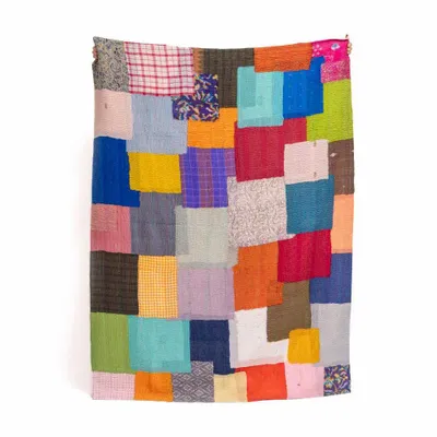 Throw blankets - Landscape Fray vintage handmade Kantha throw - MAISON MIEKO
