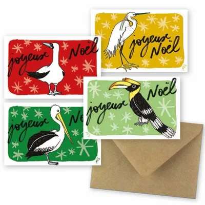 Carterie - 4 mini-cartes - Joyeux Noel ! - TABLE À CARTES