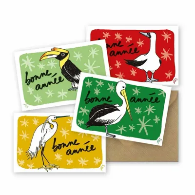 Carterie - 4 mini-cartes - Bonne année ! - TABLE À CARTES