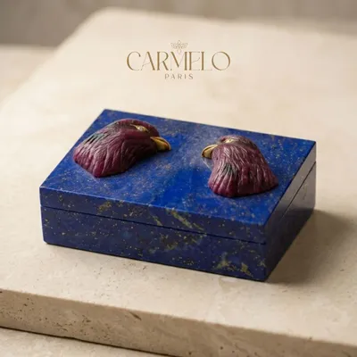 Unique pieces - Lapiz Lazuli Falcon sculptural box - CARMELO PARIS