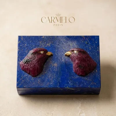 Unique pieces - Lapiz Lazuli Falcon sculptural box - CARMELO PARIS