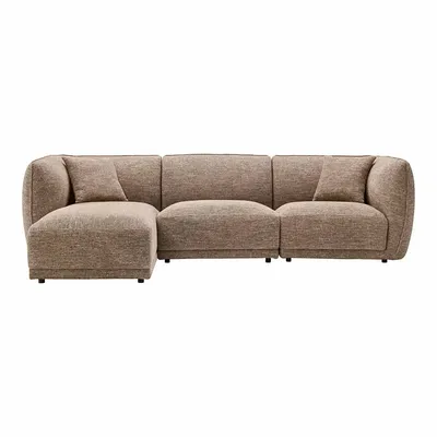Sofas - Noor Lounge Sofa with 2 cushions, left facing, brown, HN1402 - HOUSE NORDIC