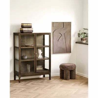 Benches - Gisborne Pouf, brown, ø42x38 cm, HN1355 - HOUSE NORDIC