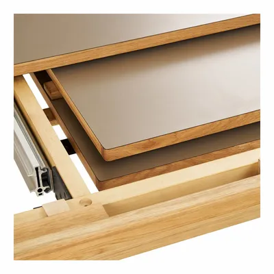 Tables Salle à Manger - Table à manger Bowen, chêne/hpl, sable naturel/foncé, incluant deux plaques d’extension, 100x220-270-320x75 cm - HOUSE NORDIC