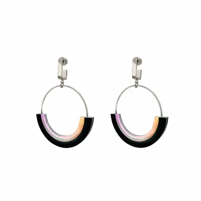 Bijoux - Boucles d'oreilles SATURNE CREOLES Irisé/Noir - TELLMEE