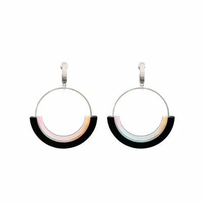 Bijoux - Boucles d'oreilles SATURNE CREOLES Irisé/Noir - TELLMEE