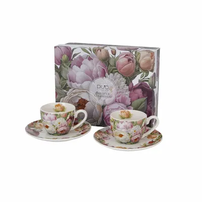Tasses et mugs - set 2 tasses espresso peonies - KARENA INTERNATIONAL