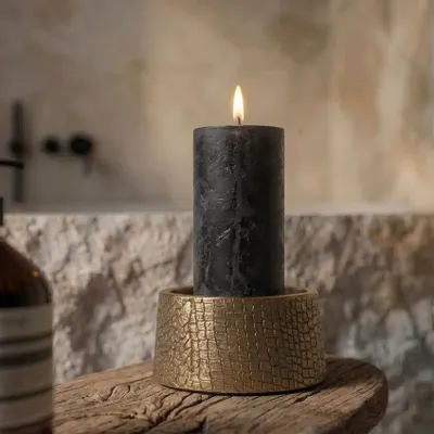 Candlesticks and candle holders - The Croco Candle Holder - Brass - M - BAZAR BIZAR LIVING