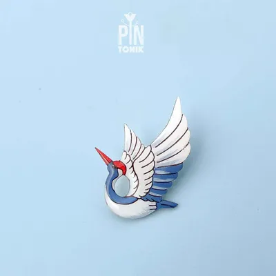 Broches - Japanese Crane Wooden Pin - PINTONIK