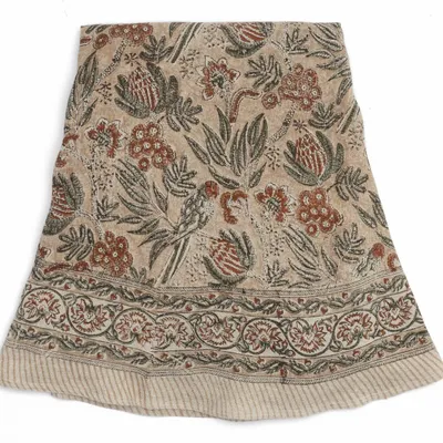 Linge de table textile - Nappe ronde en lin à imprimé Parrot, coloris Pêche Poudrée - CHAMOIS