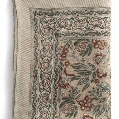 Linge de table textile - Nappe en lin à imprimé Parrot, coloris Pêche Poudrée - CHAMOIS