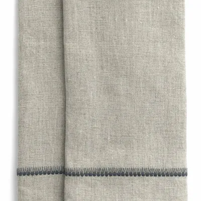 Linge de table textile - Serviettes en lin avec broderie - CHAMOIS