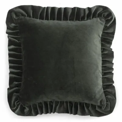 Fabric cushions - Velvet Cushion with Ruffle - CHAMOIS