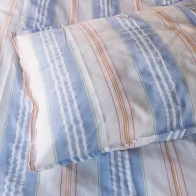 Beds - striped pillowcase - white with blue - OTTOMANIA