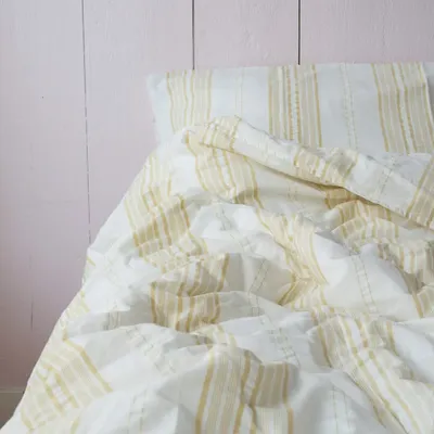 Beds - duvet cover, mustard yellow stripes - OTTOMANIA