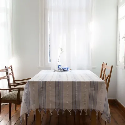 Autres décorations de Noël - nappe rayée - blanc-bleu grec - OTTOMANIA